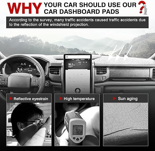 Vista 63 de Autorder Alfombrilla de cubierta de salpicadero para Ford F150 F250 F350 1992-1996 Accesorios Cubierta de tablero de franela para salpicadero