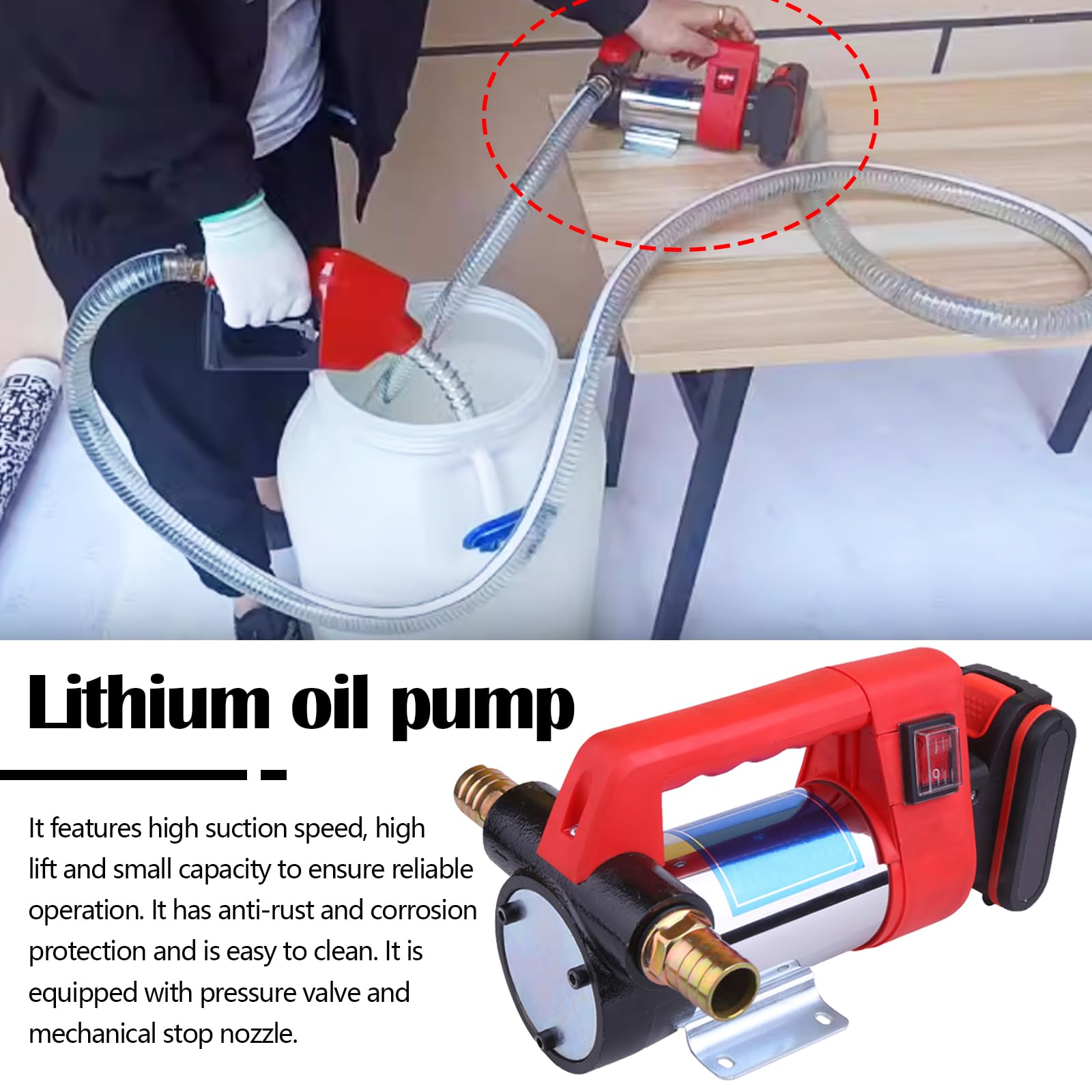 Dieselpumpe, Akku Dieselpumpe mit 3000mAh Akku und Ladegerät, Ölabsaugpumpe Elektrisch, Tragbare Elektrische Ölpumpe Kabellos Diesel Pumpe Förderpumpe für Diesel, Kerosin