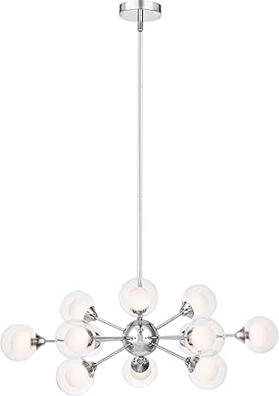 Quoizel Spellbound 12-Light Polished Chrome Chandelier for Dining Room, Luxury Crystal Glass Pendant Lights, Adjustable Height for Sloped Ceilings Room Light, Timeless Shine for Dining &amp; Living Room