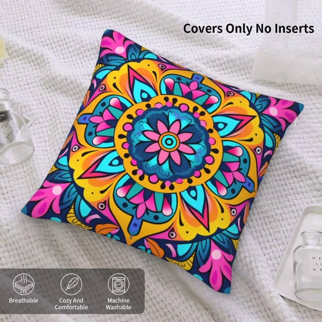 Federe Cuscini Divano 65x65 cm Set di 2 in Velluto Copricuscini Divano, Federe Cuscini Mandara Boemia Decorativi Cuscini per Divano, Federe Cuscino per Soggiorno, Camera da Letto Room Decor -TR380