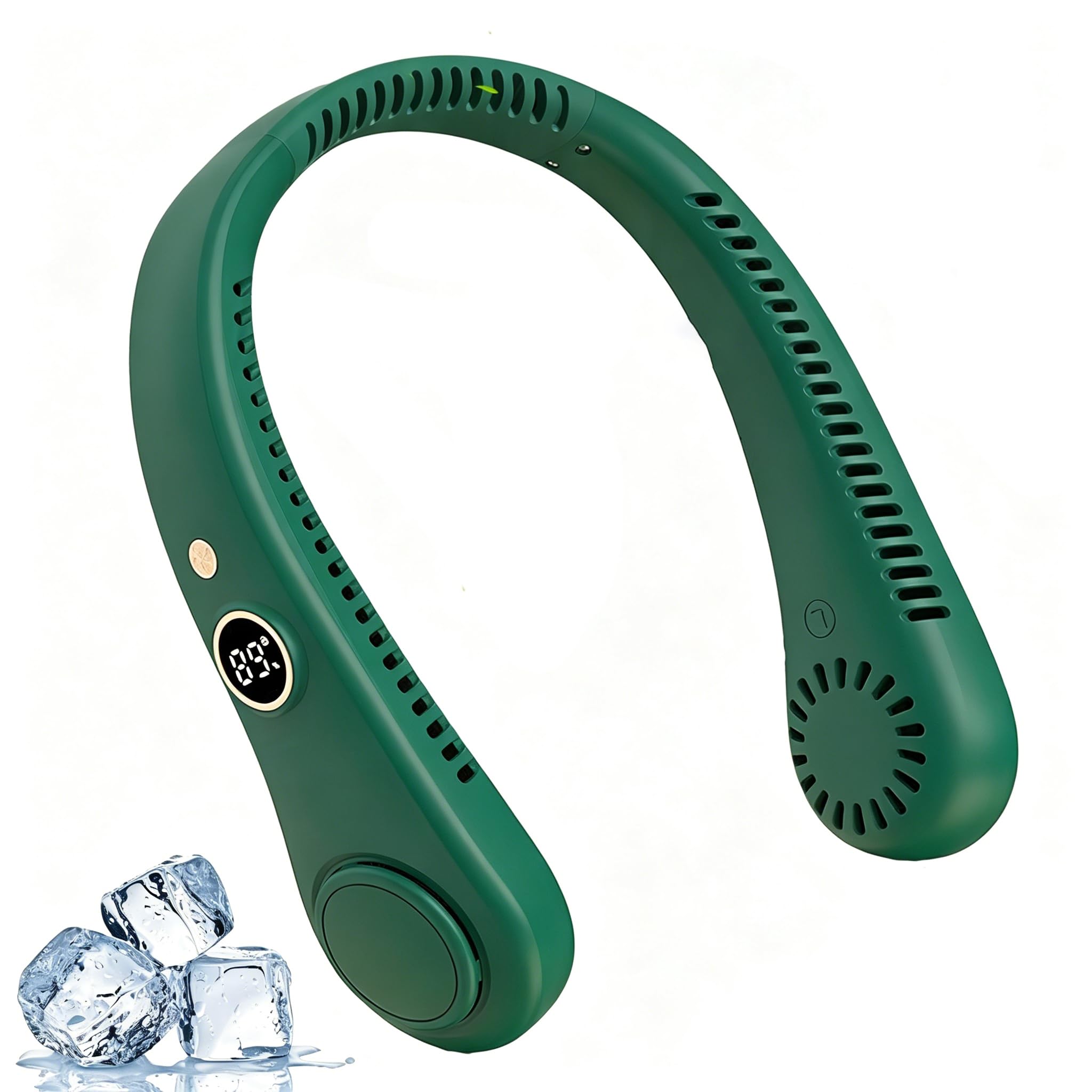 Portable Neck Fan,Quiet Bladeless,Hands Free Personal Fan with 5 Speeds & 1500mAh Battery,USB-C Rechargeable Wearable Fan,360° Adjustable Airflow,Quiet Cooling for Travel,Office,Outdoor & Home (Green)