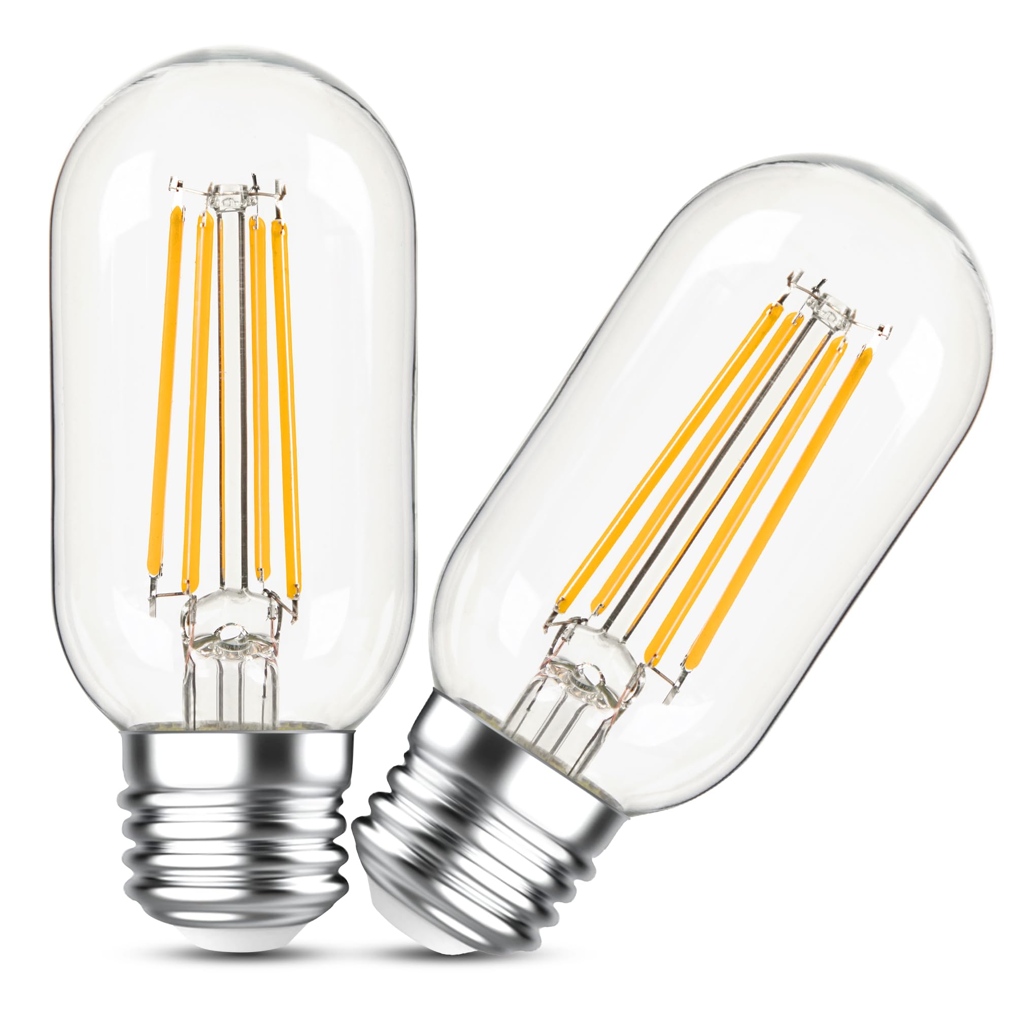 Dimmable E26 LED Edsion Bulbs 60Watt, 4.3 inches T45/T14 6W Tubular Light Bulbs, 900Lumen Vintage Light Bulbs,2700K Warm White for Ceiling Fan,Chandeliers,Rustic Pendant,Wall Scones(2pcs)