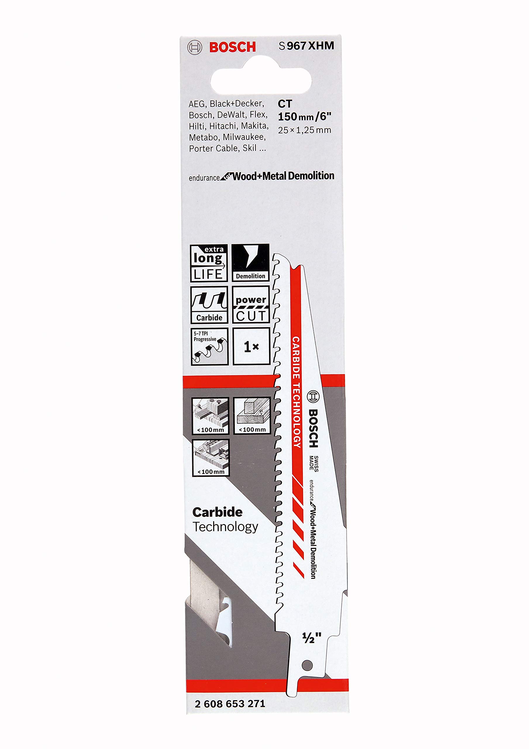 Bosch Professional 2608653387 10 Stück Säbelsägeblatt S 967 XHM 