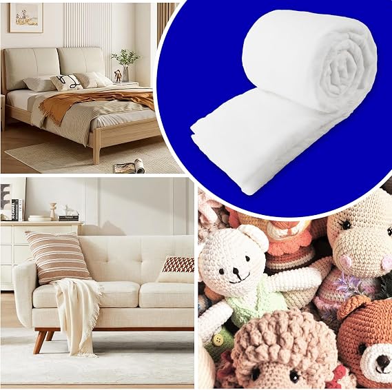 Upholstery Batting Dacron Polyester Cushion Wrap, 1/2 Inch Thick Batting for Foam Padding, Cushions and DIY Upholstery Projects