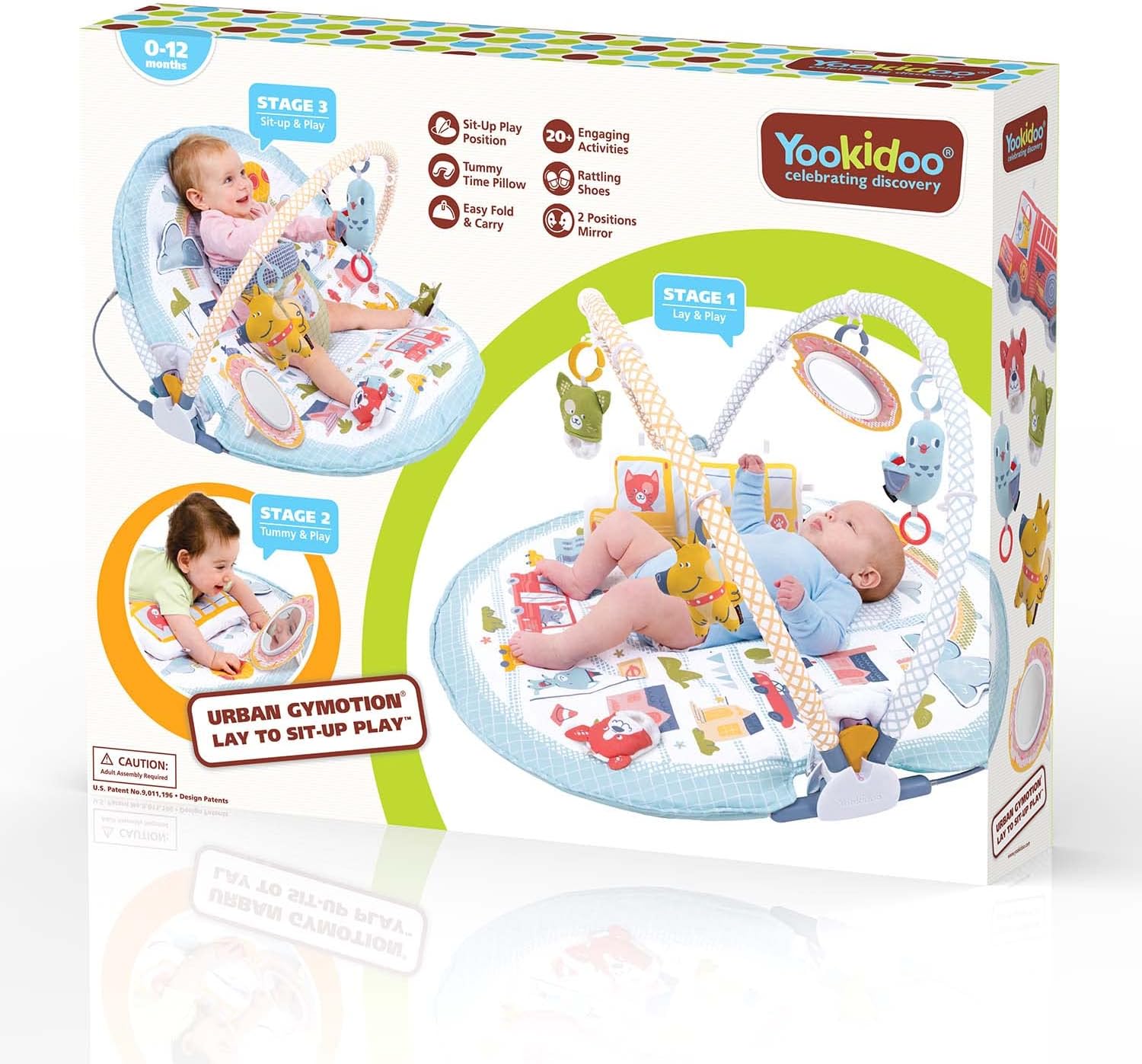 Yookidoo Baby Gym Urban Lay to Sit-Up Playmat. 3-in-1 Newborns Activity Center with Tummy Time Toys, Pillow & Infant Miror. 0-12 Month - Image 9