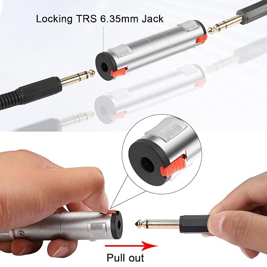 Adaptador estéreo TRS 6.35mm hembra a hembra con bloqueo miniatura 2