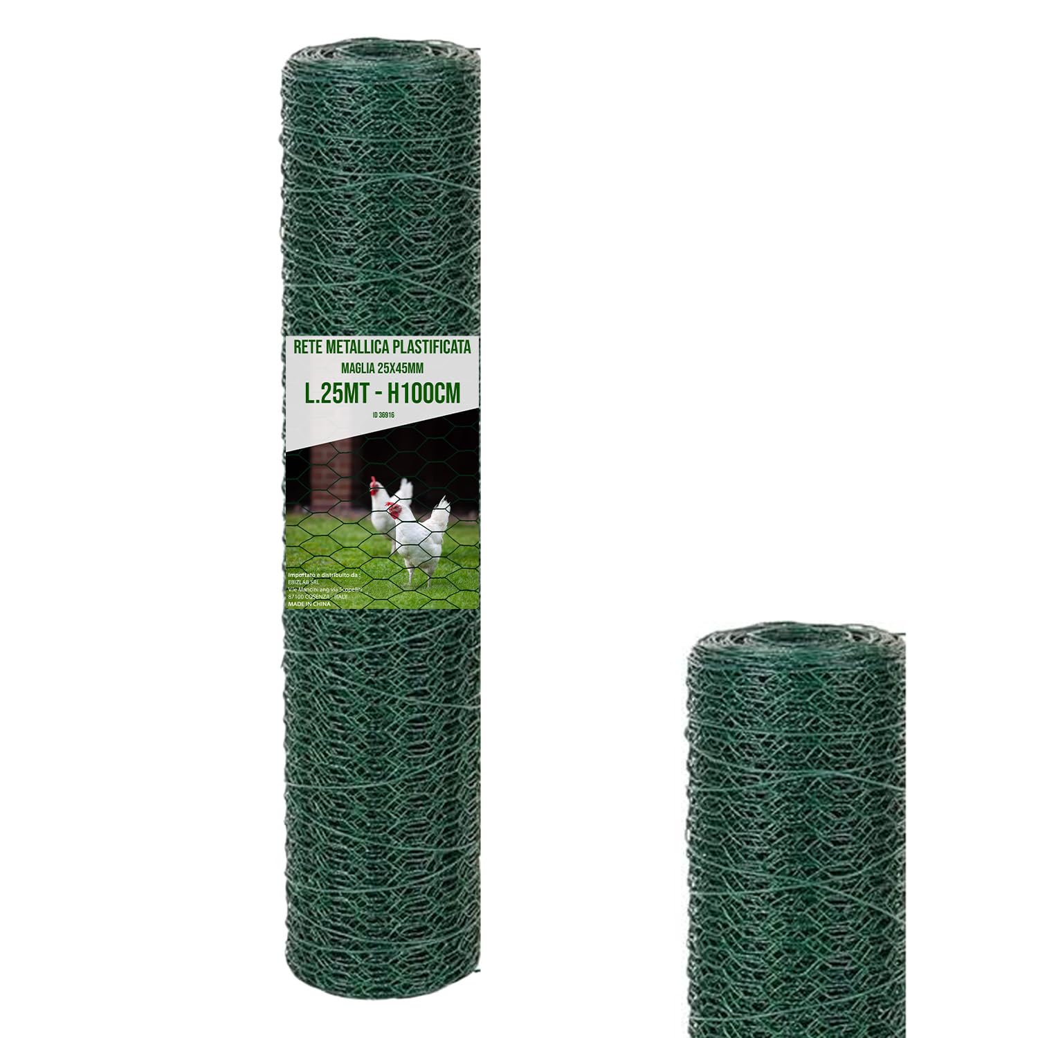 Rotolo Rete Metallica Plastificata Esagonale Altezza 100 Cm Per Recinzione Reti Per Animali Pollaio Pollame Piante Recinzioni Conigli Filo Giardino Senza Corrente Verde (25 mm - 25 M)