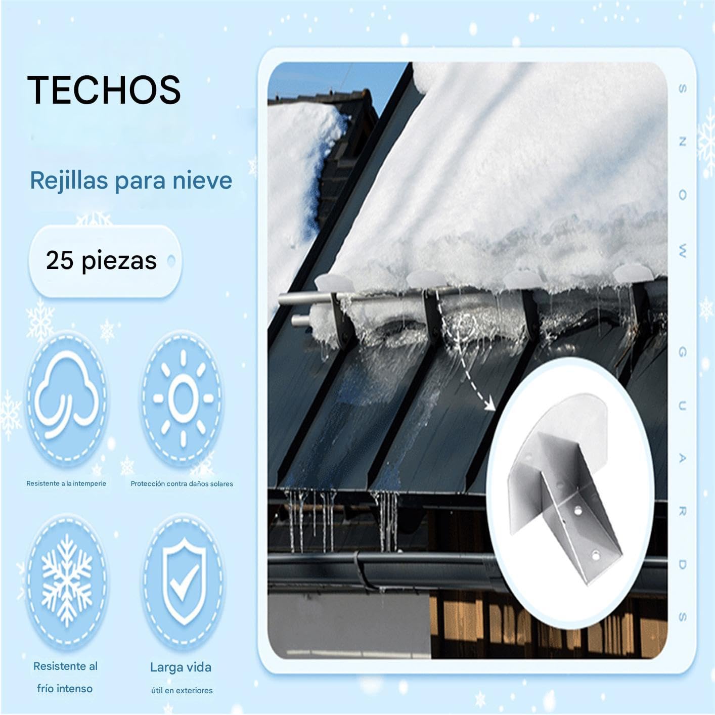 Retenedores De Nieve Para Techo De Acero 25 Unidades Barreras | Sistemas De Retención De Nieve Para Tejas Y Canalones En Viviendas Y Edificios