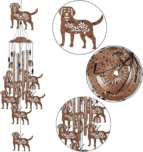 Miniatura 2 de Campanillas de viento para perros de 37 pulgadas, decoración interior y exterior, con 4 tubos, 6 campanas, 7 perros, campanillas de viento