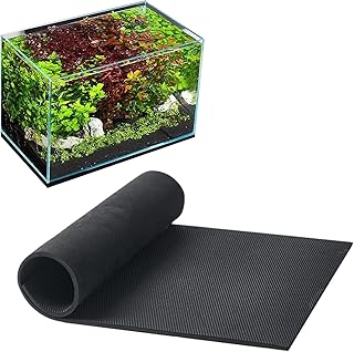 Aquarium Leveling Mat, 24x12 Inch Neoprene Non-Slip Fish Tank Pad Waterproof Shockproof Easy to Cut for Fish Tank Stability, Black
