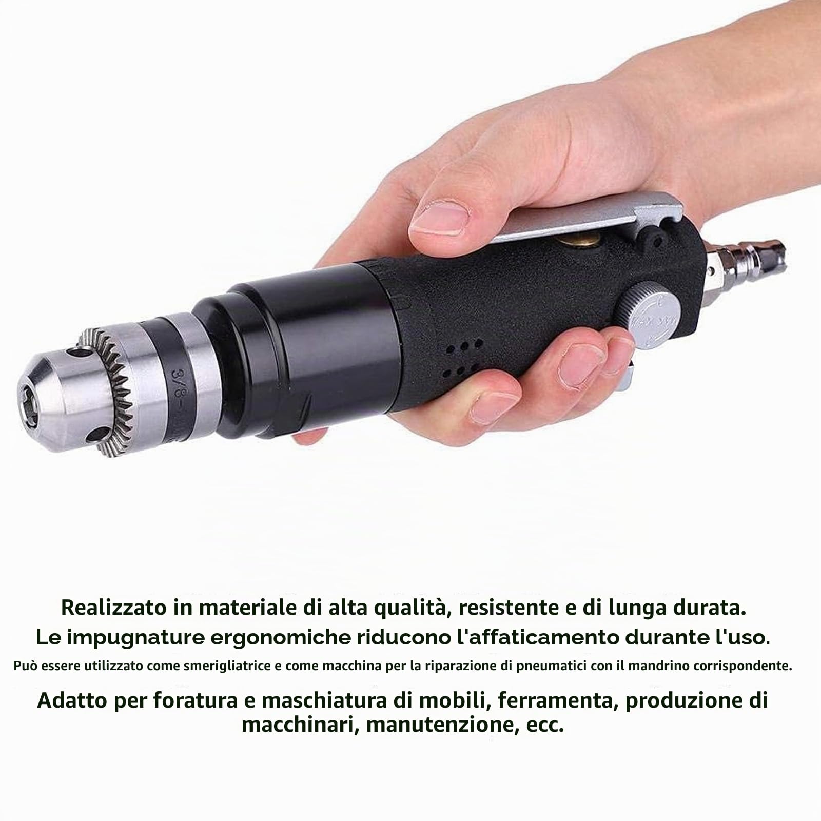 Trapano Pneumatico Per Trapano Ad Aria Compressa Dritto da 3/8 Pollici, 2200 Giri/min Trapano Ad Aria Compressa Per Perforazione Pneumatica Strumento Per Lucidatura Per Incisione Utensile Pneumatico P