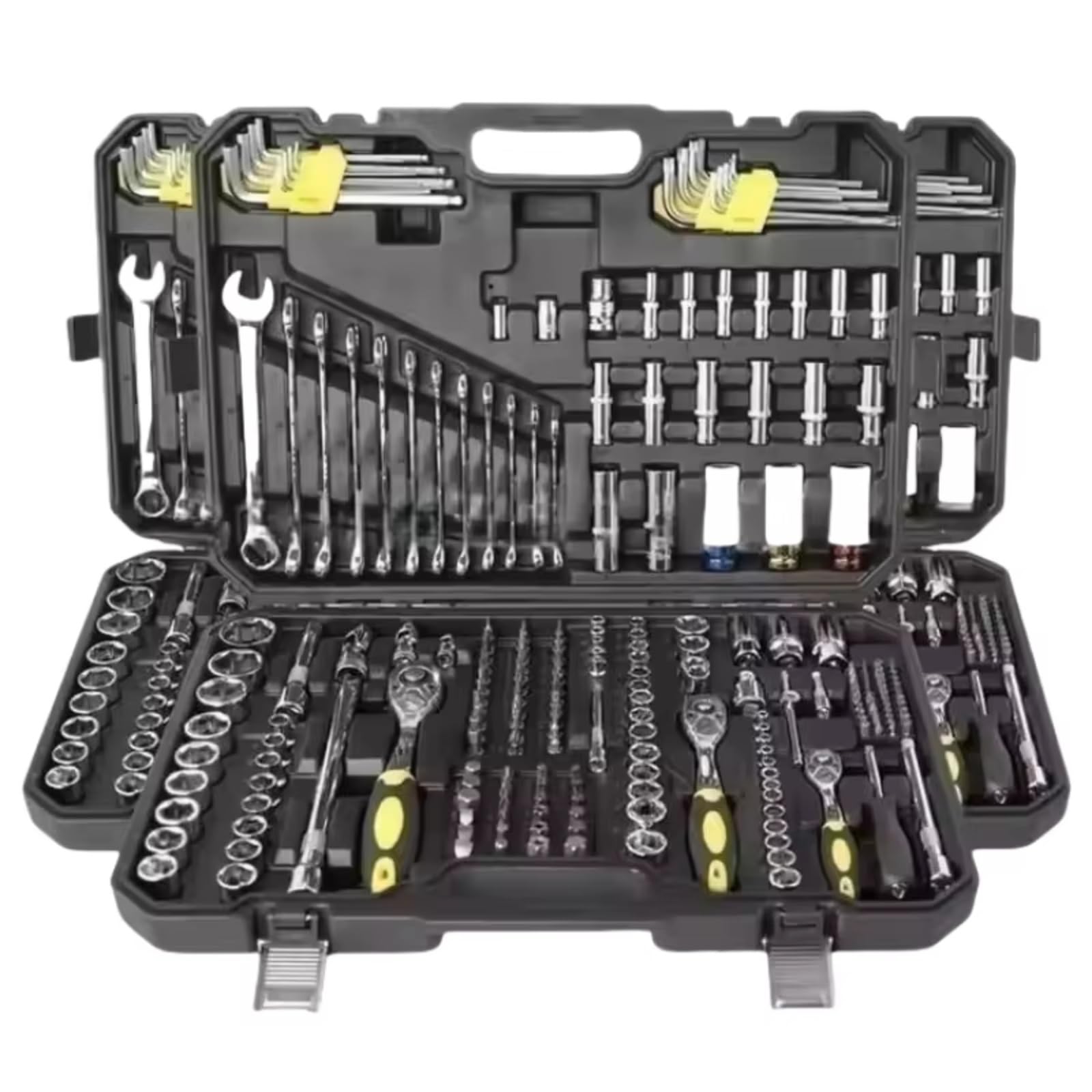 Maletín herramientas multiusos Caja De Herramientas Completa Para Reparación De Hogar Y Coche Juego De Llaves De Trinquete Con Enchufe Multifuncional De 72 Dientes 222 Uds.