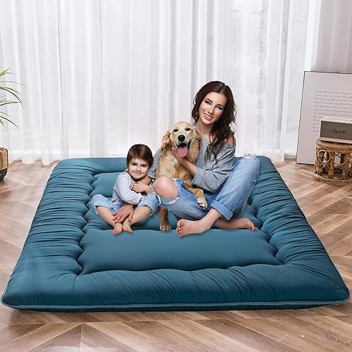 Vista 15 de QQP Colchón de futón japonés plegable de tatami, tapete portátil para adultos y niños, tapete para dormir adecuado para campamento, habitación