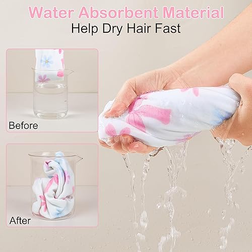 Vista 88 de Basumee Toalla de microfibra para el cabello para niños, paquete de 2 toallas de pelo de secado rápido con turbantes para cabello húmedo, toalla