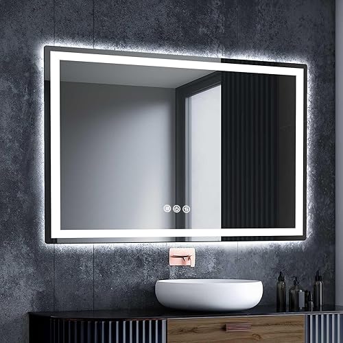 Espejos con iluminación LED para pared de baño, espejo inteligente de 36 x 60 pulgadas para baño con luces, espejo LED frontal y retroiluminado para