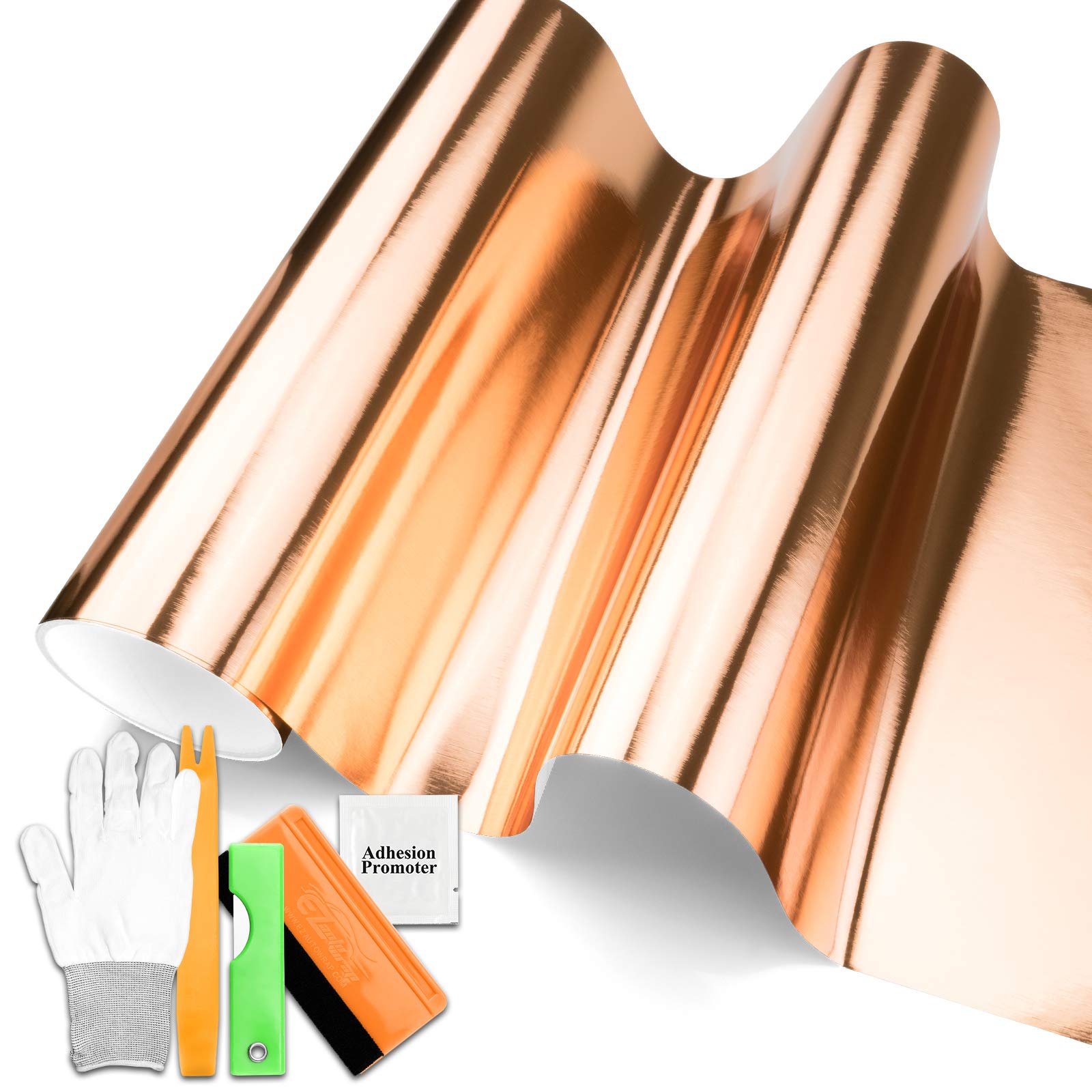 JDMBESTBOY Premium Bronze Copper Rose Gold Chrome Brushed Aluminium Car Vinyl Wrap Sticker Decal Sheet Bubble Free - 4