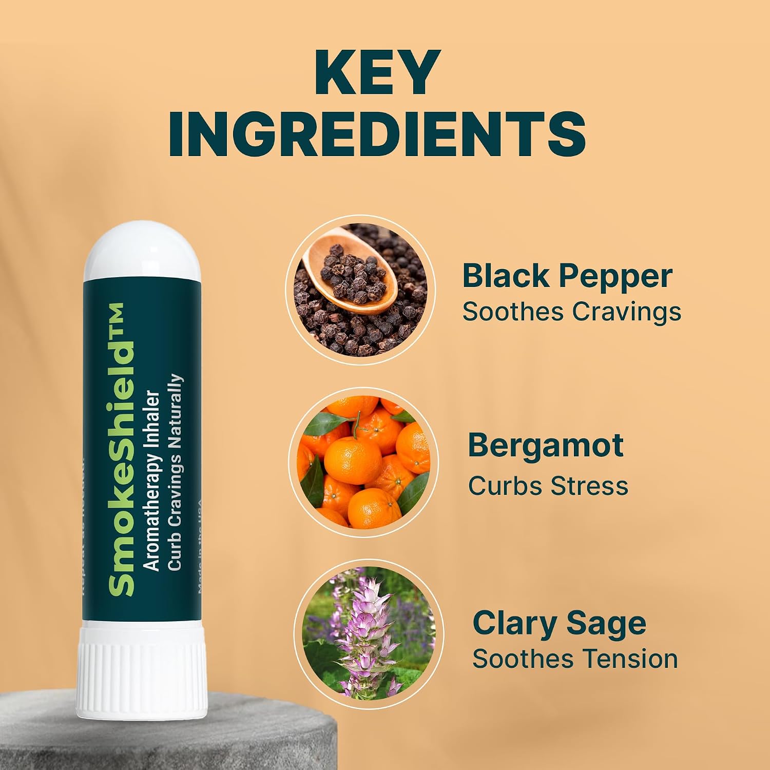 Basic Vigor SmokeShield Aromatherapy Inhaler 3-Pack with Black Pepper – Use Daily for 30 Days for Gradual Craving Support – Made in USA