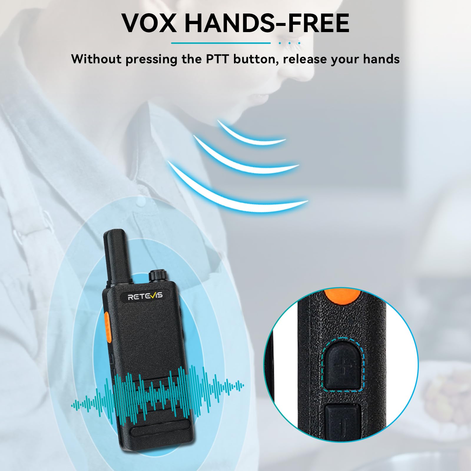 Retevis B63H Walkie Talkie, Radio Bidirezionale con Schermo, RT622P 2.0, 103 g Leggero, 1620mAh, VOX, PMR446 Walkie Talkie Professionali per Ristorante, Scuola, Famiglia, Campeggio (2 Pezzi, Nero)