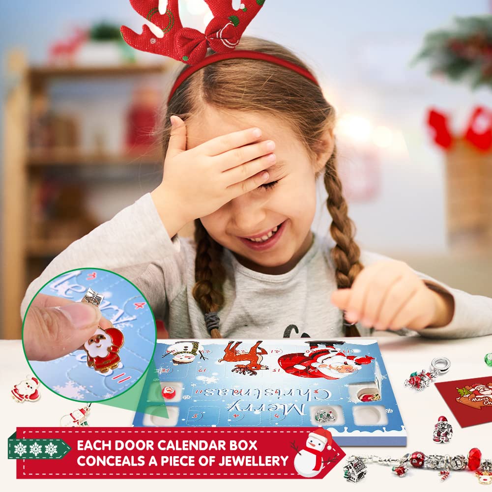 Calendario Avvento 2025 Bambina Gioielli: 24 Sorprese, Braccialetti Con Ciondoli, Regalo Natale Per Ragazze 5-13 Anni