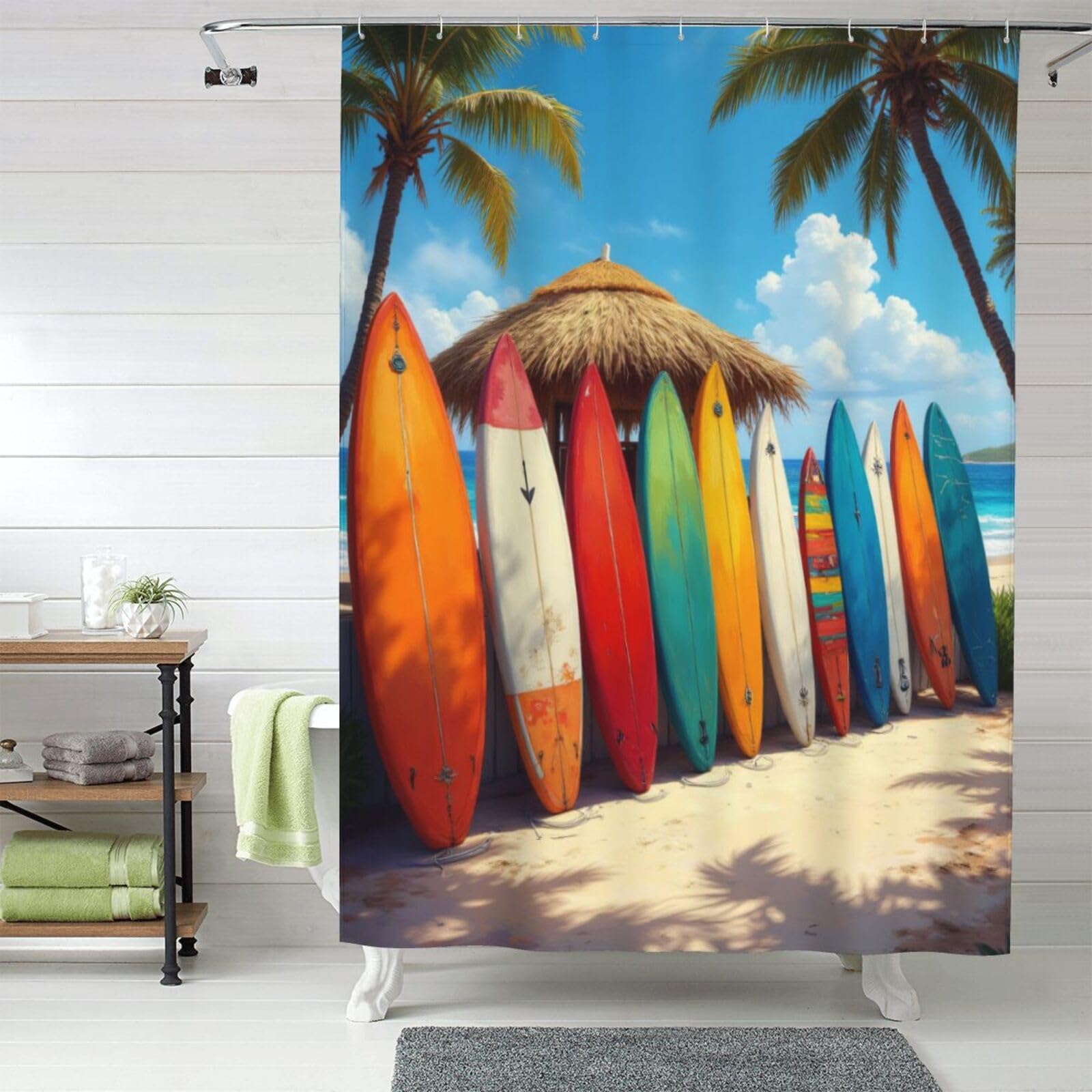 Rideau de douche motif plage pour une salle de bain esprit vacances