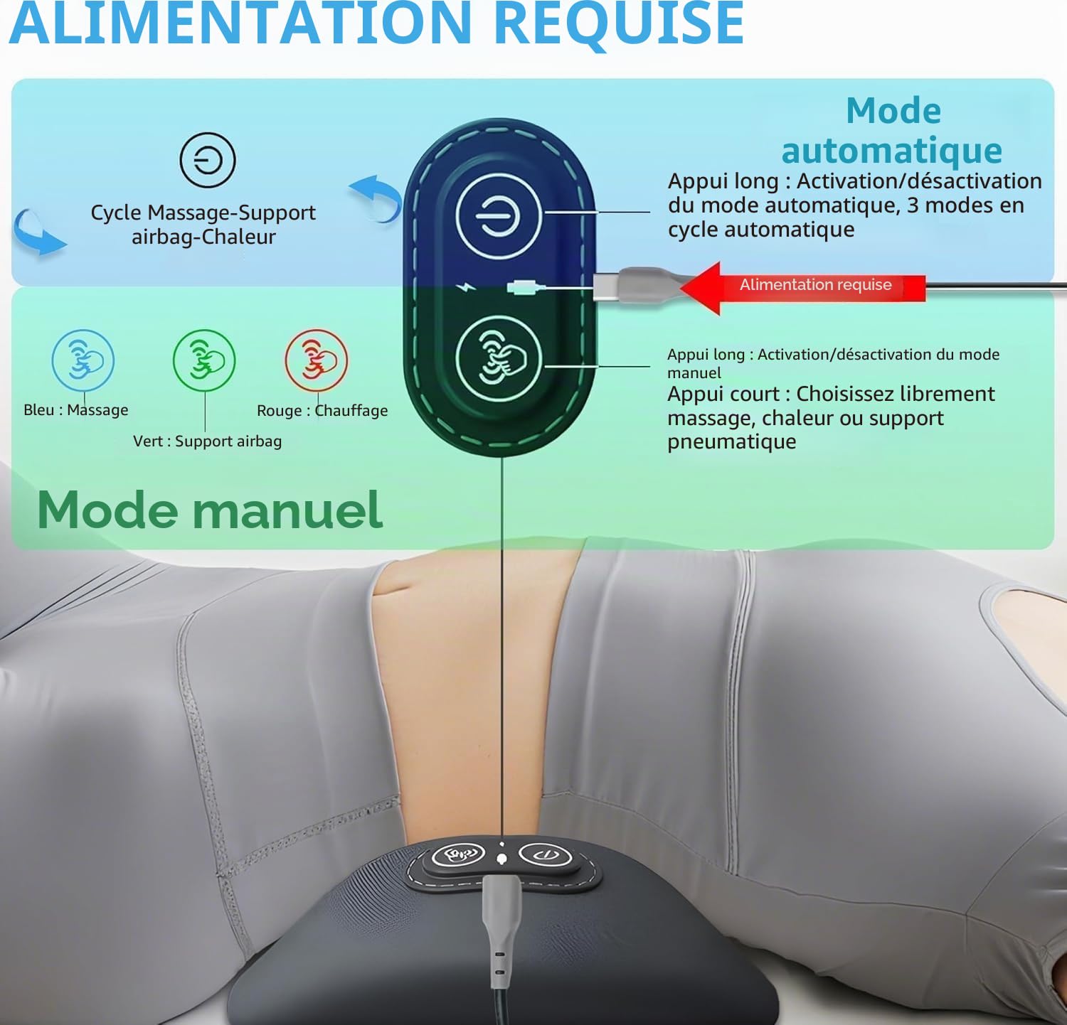 2026 Massage Lombaire Thérapie Du Dos 3 En 1, Masseur Lombaire Et Sciatique Avec Chauffage Et Vibrations, Soutien Dorsal Ergonomique, Alignement De La Colonne Vertébrale, Sommeil (Noir)