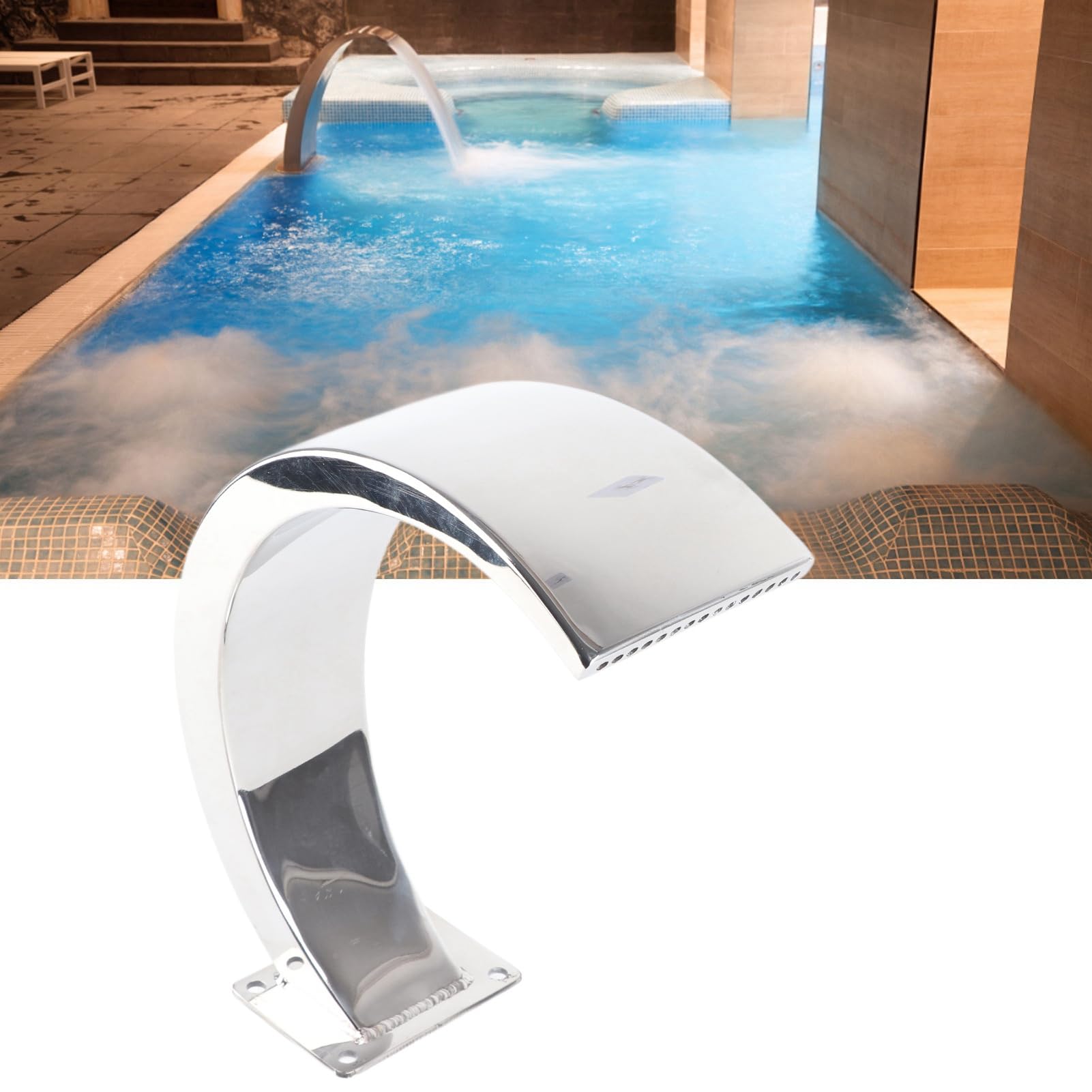 Tyenaza Schwimmbad Wasserfallbrunnen, Abgerundeter Lichtbogen Design G1 Weiblicher Faden Edelstahl Pool Wasserbrunnen
