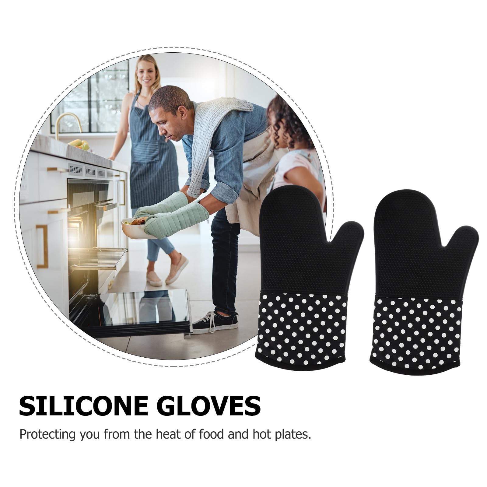 Guantes de Horno de Silicona 2 Piezas Negros Antideslizantes