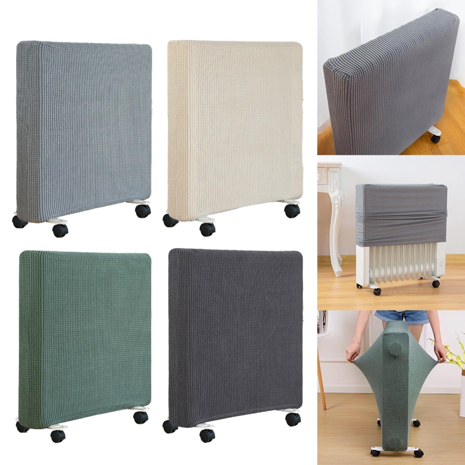 Custodia protettiva elastica per termosifoni in poliestere, traspirante e antipolvere per riscaldamento domestico, con coulisse per una presa sicura, soluzione compatta (grigio scuro S)