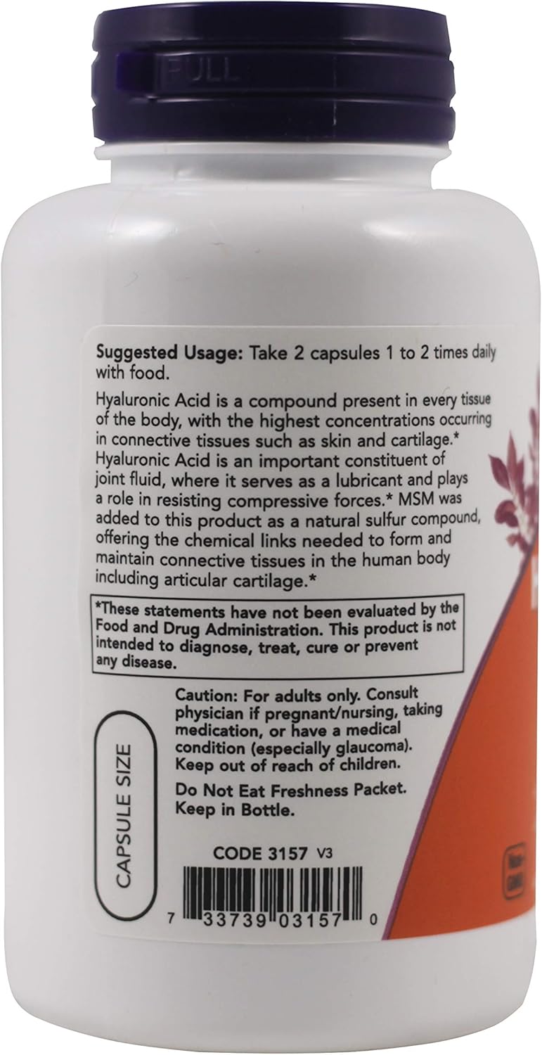 NOW Foods 3 Pack Hyaluronic Acid, 50mg, 120 Veg Capsules