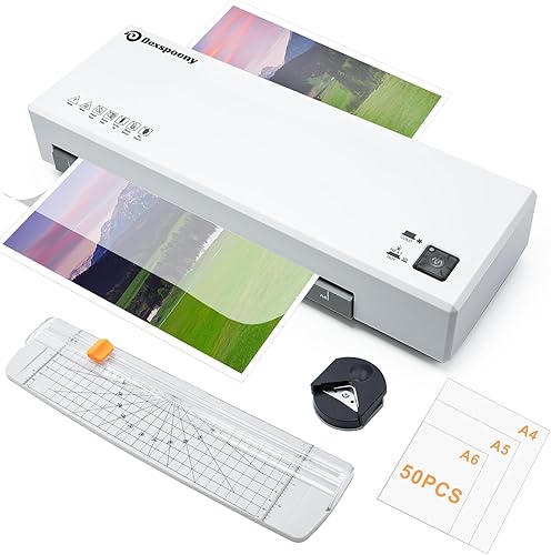 Laminadora, máquina laminadora térmica y fría 4 en 1 con 50 hojas de laminación, laminadora personal de 9 pulgadas con cortador de papel y