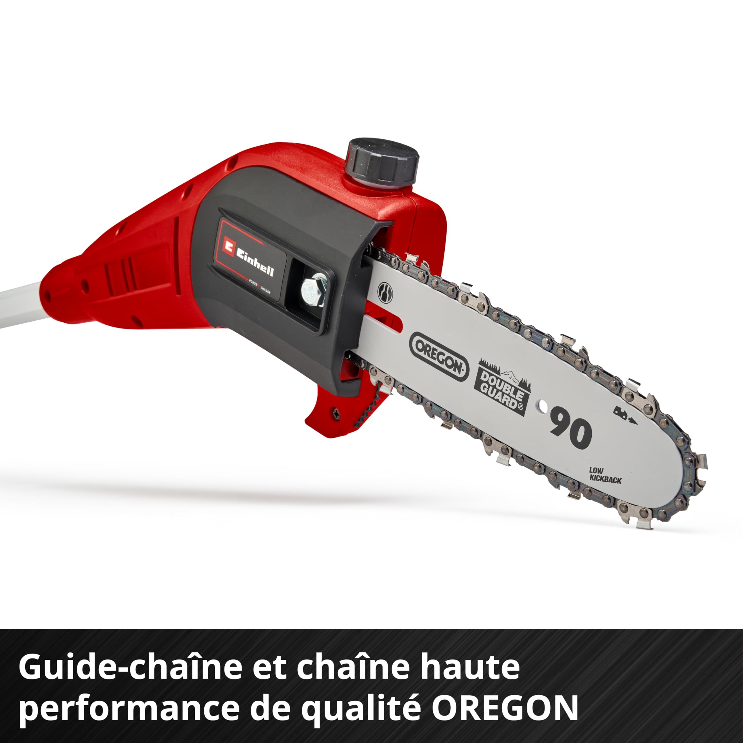Einhell Elagueuse sur perche sans fil GC-LC 18/20 Li T-Solo Power X-Change (18 V, bloc moteur inclinable à 30°, perche, engrenage métallique) Livré sans Batterie ni Chargeur