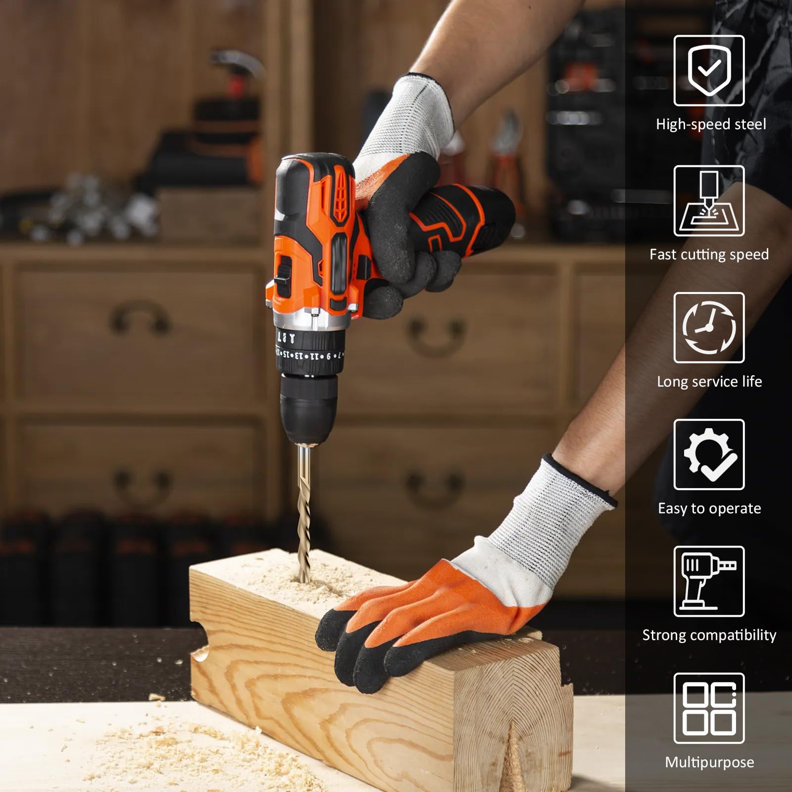 XYDHQS 50Pcs Drywall Guide Point Cutting Bits, 1/8 Inch, M2 High Speed Steel, Spiral Saw Tip for Drywall & Woodworking (Gold)