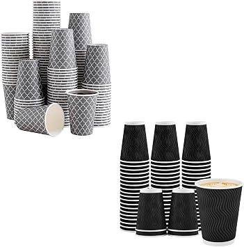 Lamosi 12 OZ 180 Pack Grey Cups No Lids and 12 OZ 100 Pack Cup No Lids