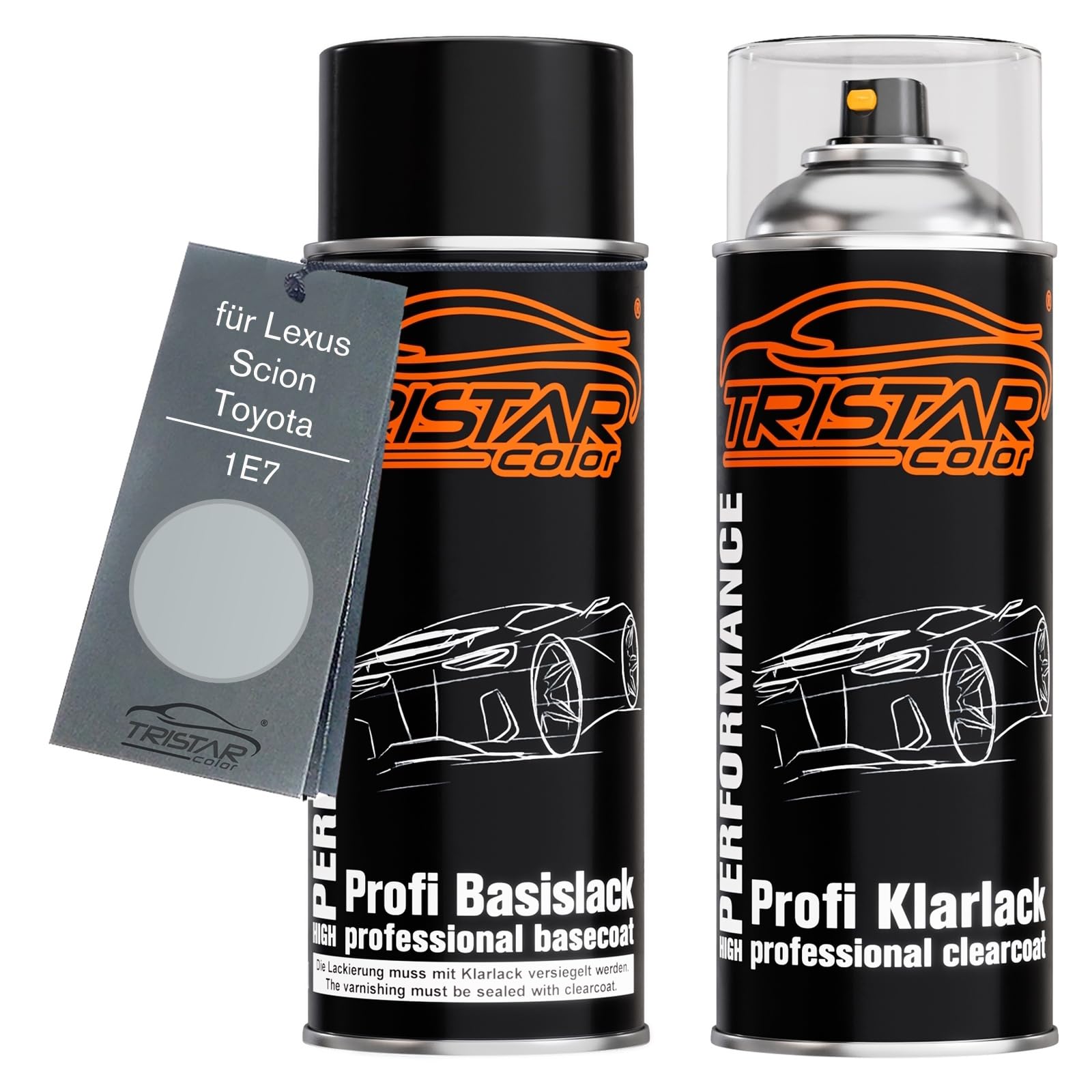 TRISTARcolor Vernice per auto Kit di bombolette spray per Lexus/Scion/Toyota 1E7 Quicksilver Metallic vernice di base vernice trasparente bomboletta a spruzzo 400ml