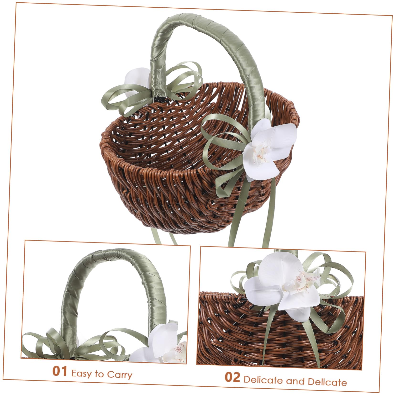 Praktischer Hochzeitsblumenkorb aus Kunststoff und Rattan Verschleißfest mit Henkel Romantischer Brautkorb für Shower und Hochzeit Geeignet