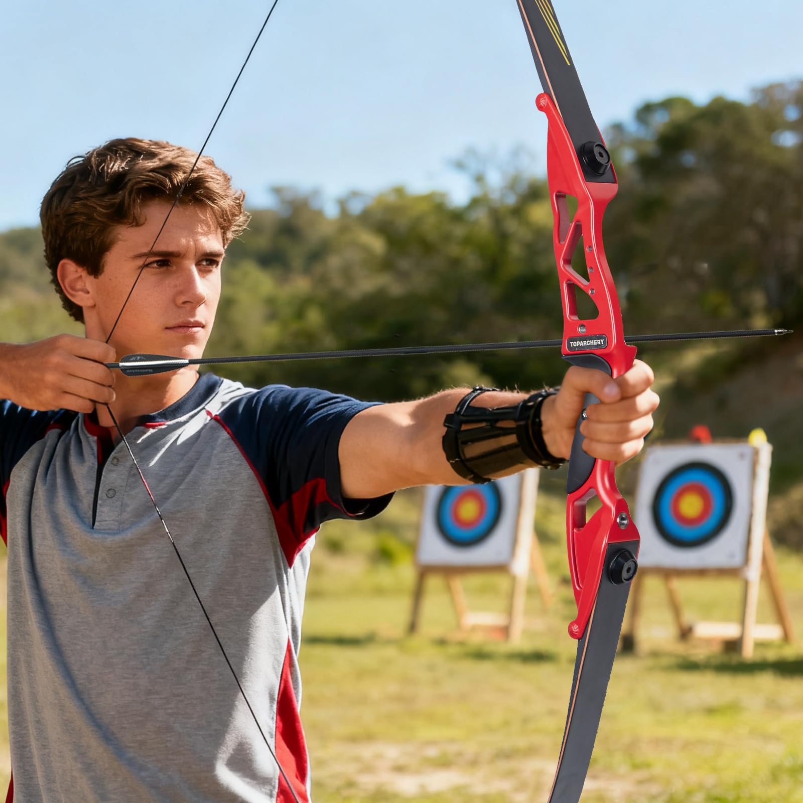 56 Zoll Takedown Recurve Bogen Einsteiger Recurvebogen Recurvebogen Set 18-40lbs für Erwachsene Training Bogensport