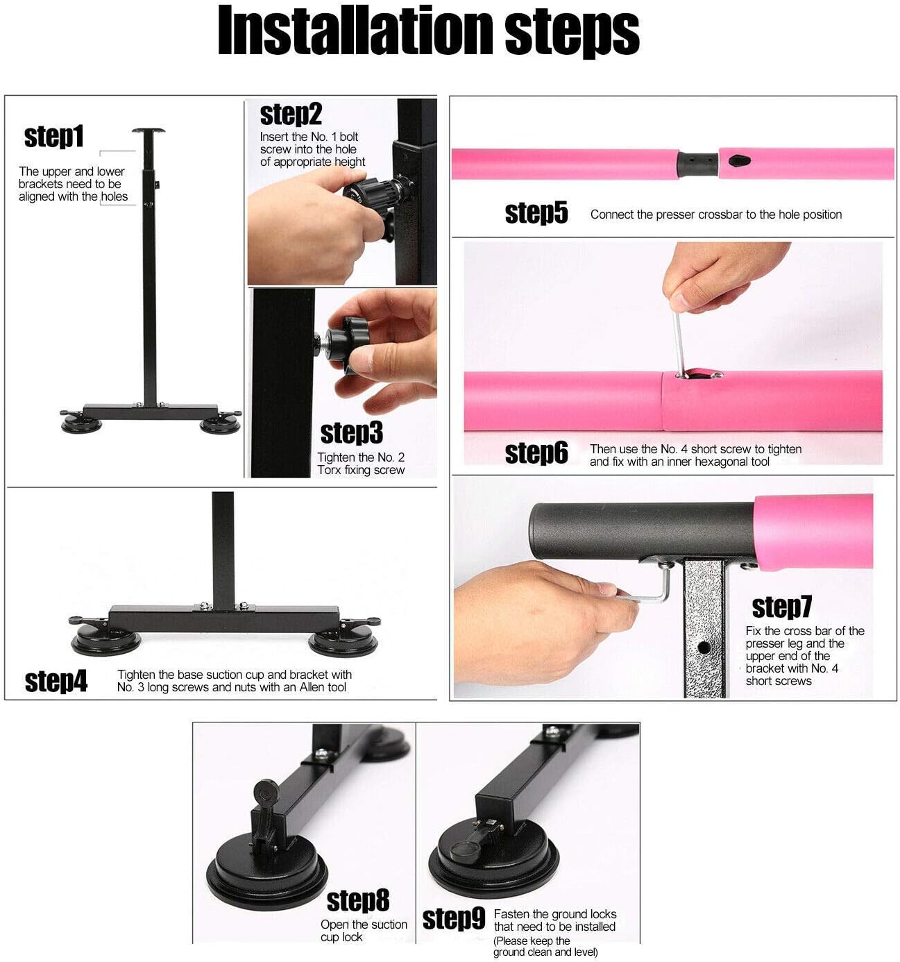 FBSPORT Ballet Barre, Adjustable Ballet Bar, Ballet Barre Portable for Home Kids Adults 5ft Portable Ballet Barre Stretching Dance Bar (Black Pink) : Sports & Outdoors
