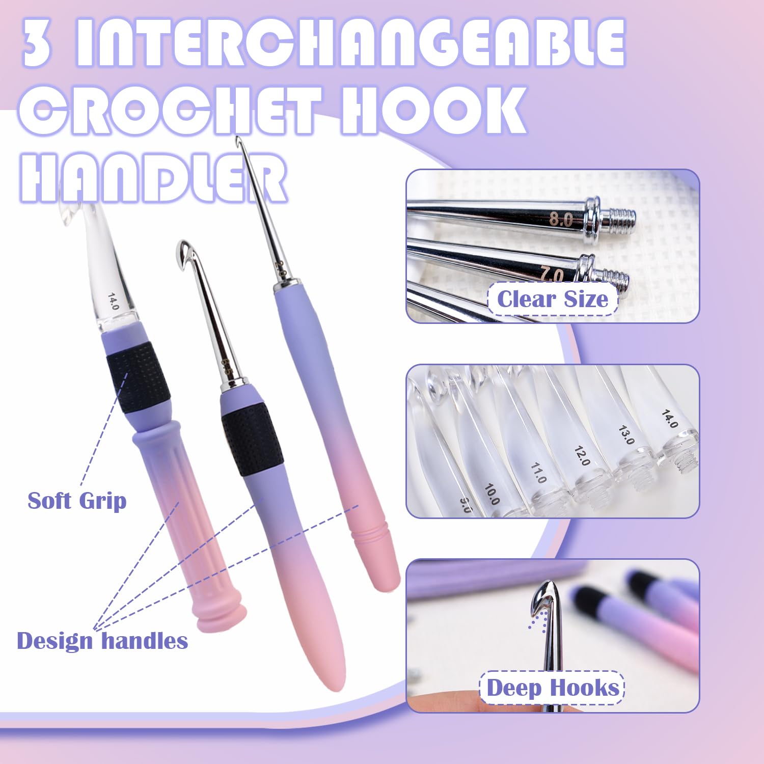 Lewhoo Ergonomic Crochet Hooks - 18 Sizes -5 Lewhoo Ergonomic Crochet Hooks - 18 Sizes -5