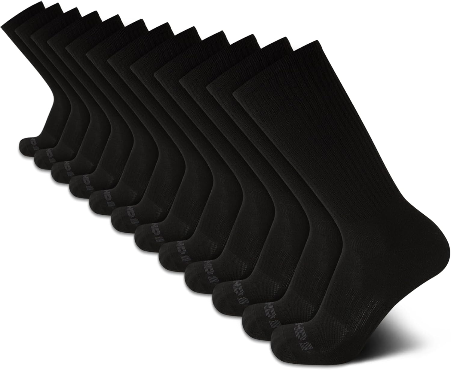 AND1 Mens Crew Socks - 12 Pack Lightweight Athletic Stretch Crew Length Running Socks with Arch Compression (Sizes: 6-12.5)