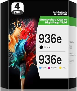 936XL 936 Ink Cartridges OfficeJet Pro 9125e 9135e 9730e 9125 9135 9720 9730 e Ink Compatible with Hp 936e 936 Ink OfficeJet Pro 9135e 9125e 9730e 9125 9135 9730 9720 9110 9130 9120 Printers 4 Pack