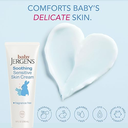 Miniatura 3 de Jergens Crema calmante para piel sensible para bebés, crema para piel seca infantil, crema para piel seca, probada por pediatras, sin fragancia, 8