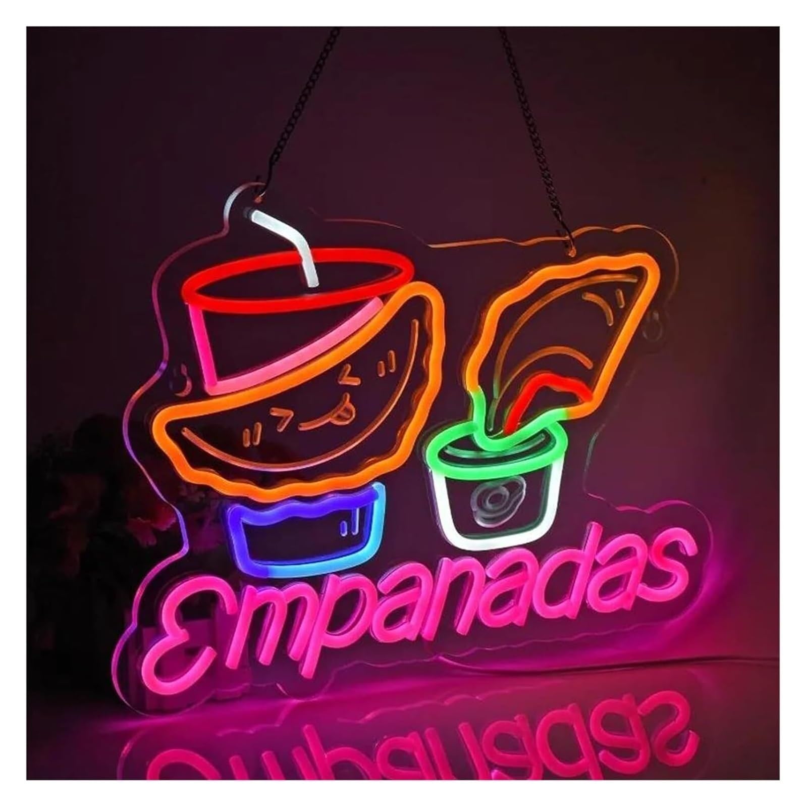 letrero de luces de neón Letreros luminosos de neón para decorar empanadas – Decoración colgante pared para restaurantes mexicanos