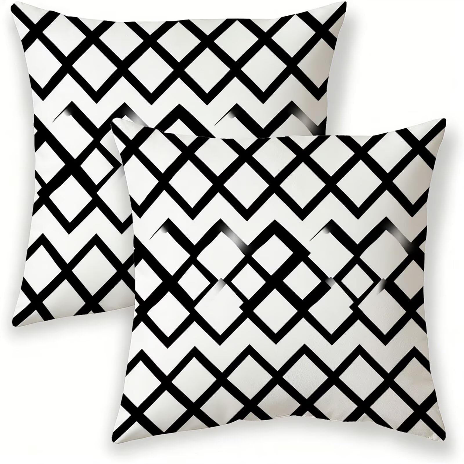 Coussin Exterieur Impermeable pour Balcon et Salon de Jardin Géométrique Noir et Blanc