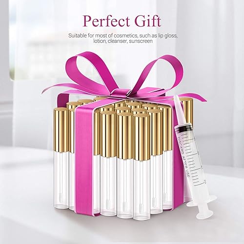 Miniatura 24 de KPX 30 recipientes de tubo de brillo de labios, varita a granel, tubos de aceite de labios rosa transparente vacíos, botellas de bálsamo labial