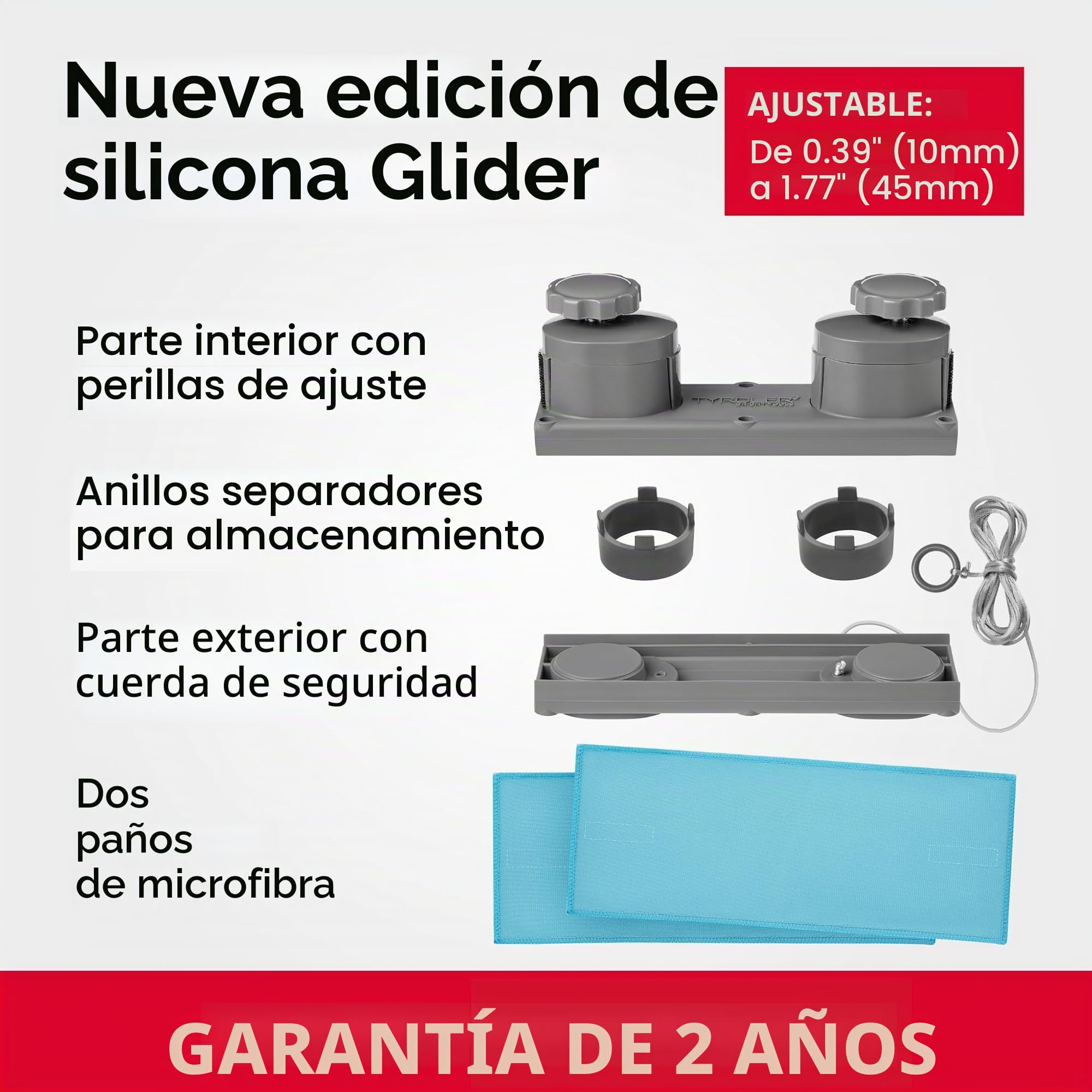 Tyroler de Glider R-4 AFC Limpiacristales Magnetico Doble Cristal 10-45 mm | | Se Adapta a Ventanas de Cristal Simple, Doble y Triple de 10-45 mm | Limpia Ventanas Magnetico para Ventanas Altas