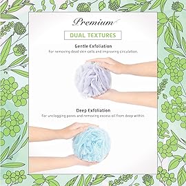Spongentle Dual Texture Deep Cleansing Loofah Sponge for Radiant Skin, Pack of 4, Bath and Shower, Exfoliating Body Scrubber, Beautiful Colors for Women and Men