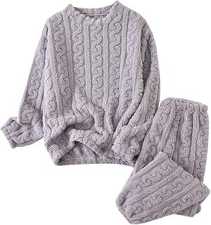 Conjunto de pijama de invierno de dos piezas de forro polar de talla grande para mujer, camiseta de manga larga y pantalones, ropa acogedora