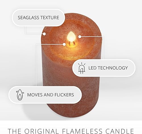 Miniatura 3 de Luminara Vela sin llama de cristal marino, calabaza de cosecha de 3 x 6.5 pulgadas, pilar de llama LED móvil con temporizador, funciona con pilas,