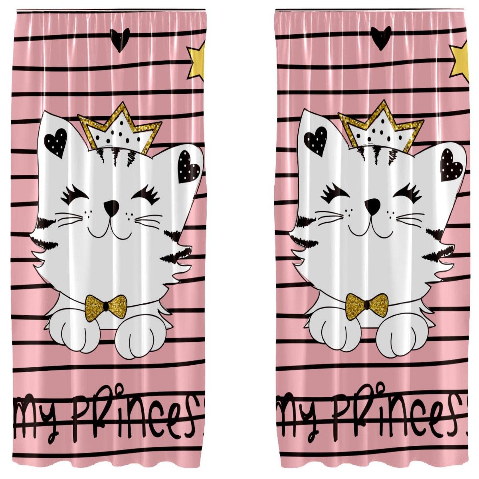 Rideau chat princesse 140x213 cm idéal pour illuminer une chambre de fille