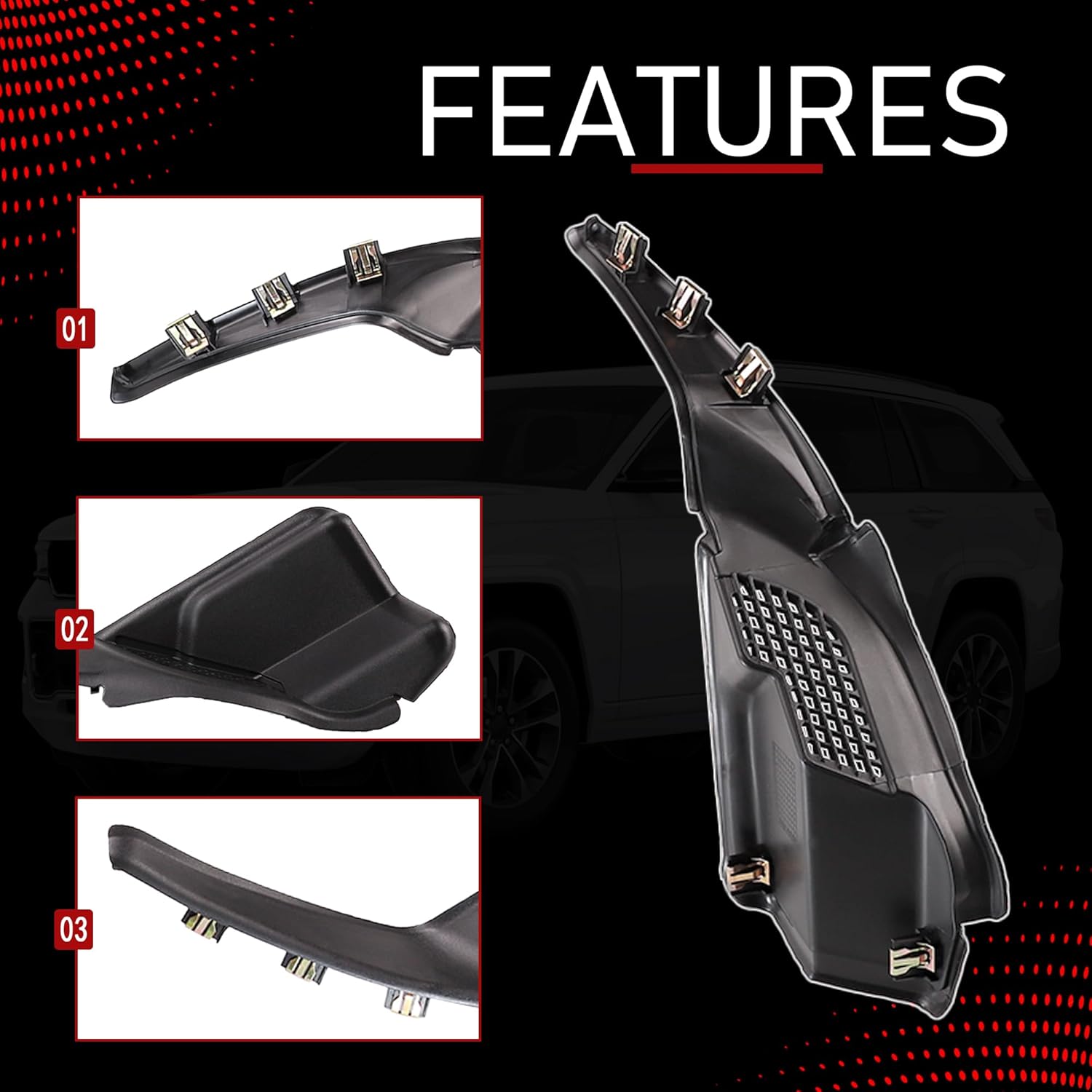 55112951AC Windshield Wiper Cowl Panel Grille Compatible with 2016-2022 Jeep Grand Cherokee Left and Right Front Window Cover Insert Panel Replaces 55112952AC